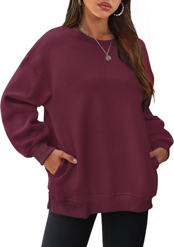 Women's Oversized Sweatshirts Crewneck Long Sleeve Fleece Pullover with Pocket