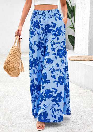 High-Waist Boho Palazzo Pants with Pockets