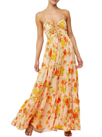 Women's Spaghetti Strap Front Floral Tie-up Boho Beach Vacation Dresses