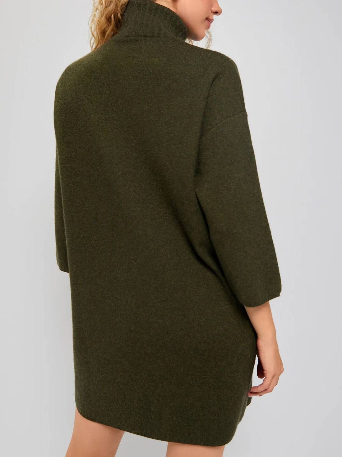 Women's Classic Turtleneck Three-Quarter Sleeve Knitted Sweater Dress