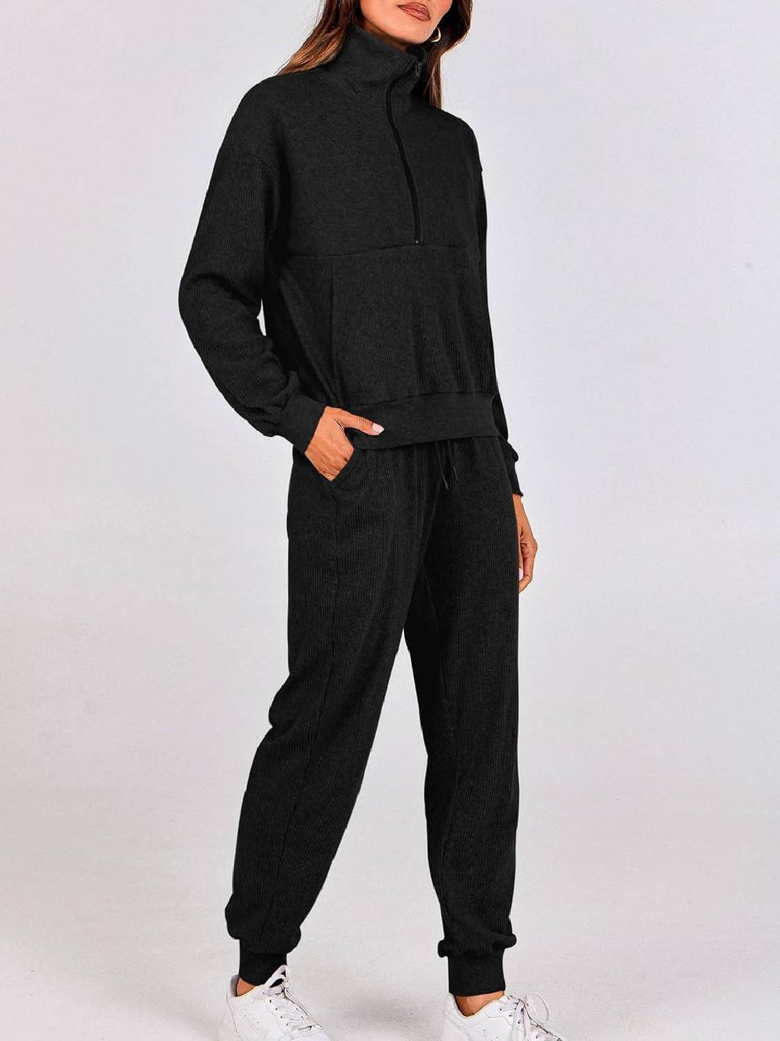 Womens 2 Piece Long Sleeve Half Zip Pullover Fall Tracksuit Sweatsuits Set