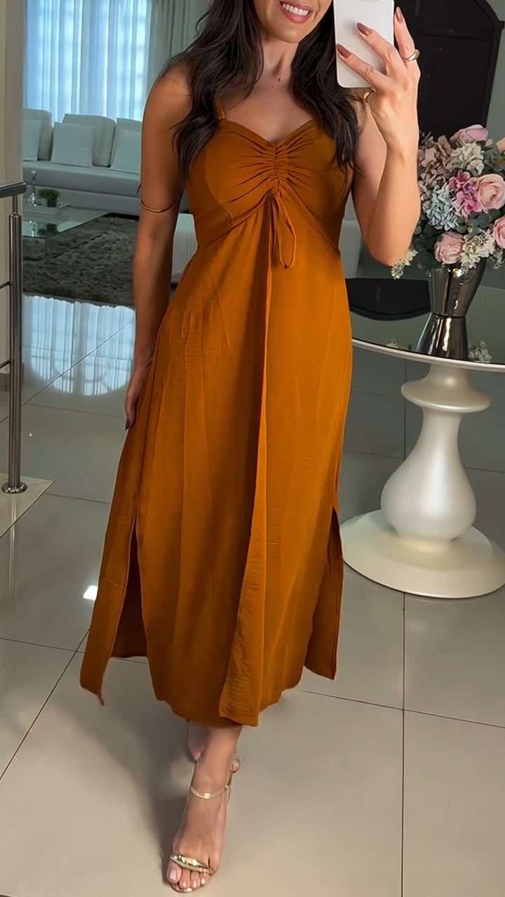 Suspender Slit Long Top And Shorts Casual Suit