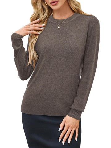 Women's Wool Blend Classic Crew Neck Casual Fall Sweaters
