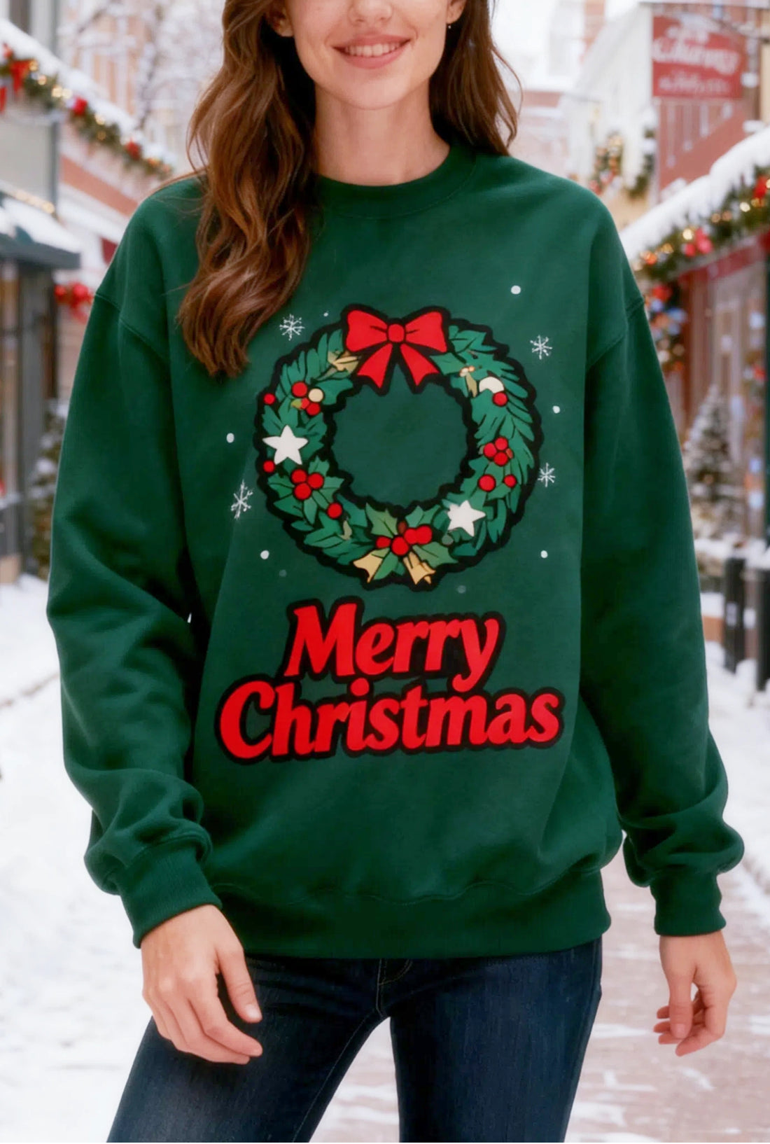 Women's Christmas Print Long Sleeve Sweatshirt