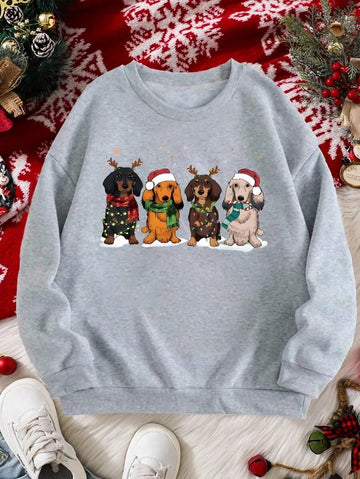 Cute Dachshund Christmas Sweatshirt, Dog Lover Shirt