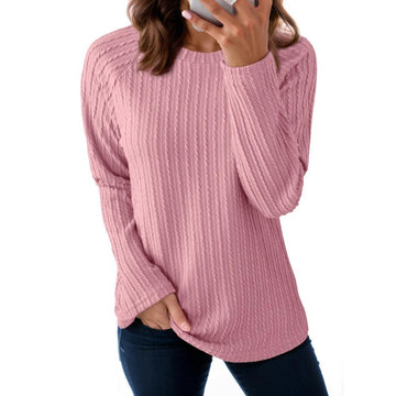 Fall Women's Tops Long Sleeve Crewneck Knit Basic Tee Lightweight Shirts