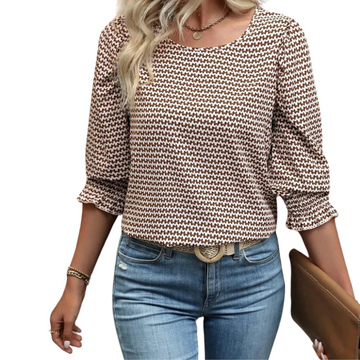Women's Vacation Style Printed Three Quarter Sleeve Tops