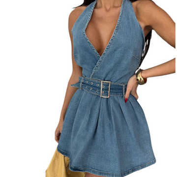 Sweet Looking Light Wash Denim Mini Dress - 2 Colors