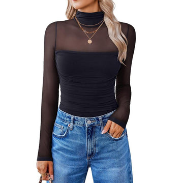 Women Long Sleeve Bodysuit Turtle Neck Shapewear Body Suits
