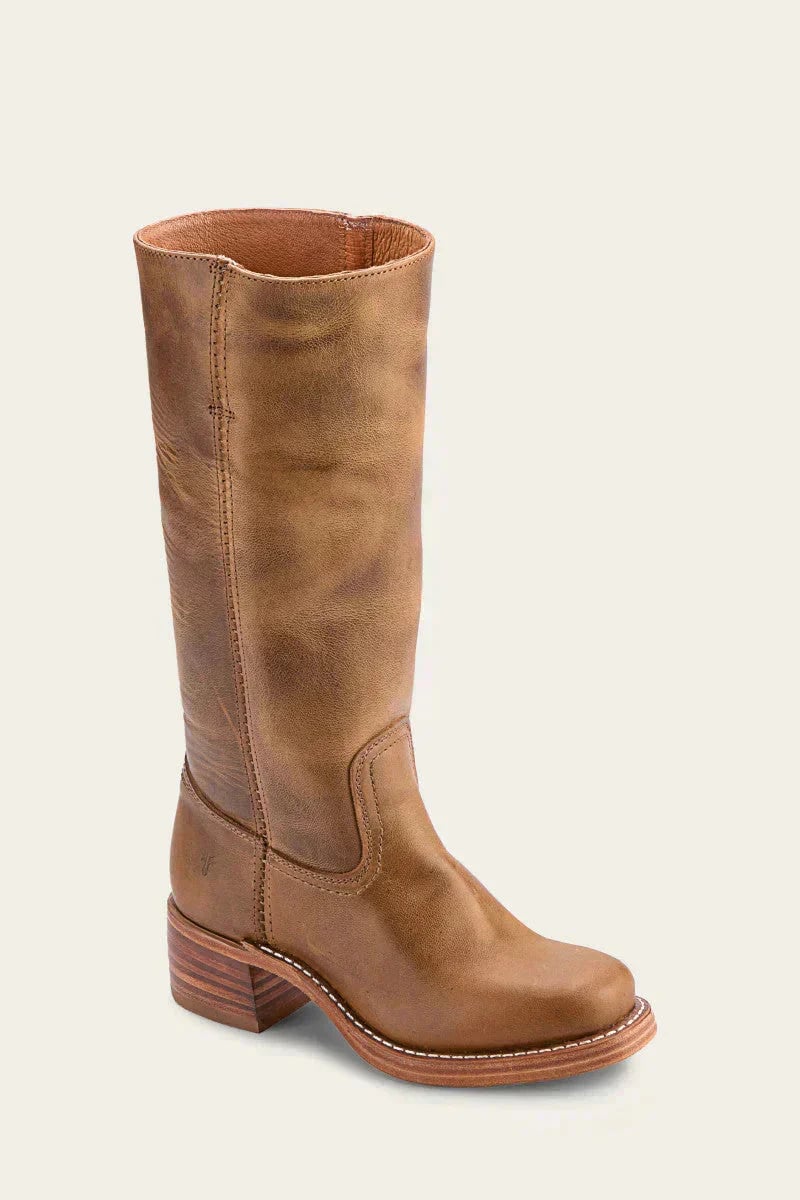 Classic Women’s Leather Boots with Block Heel – Durable Handcrafted Design for Timeless Style