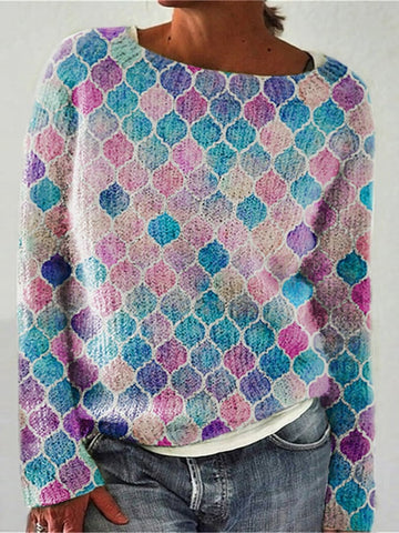 Stylish Colorful Printed Knitted Sweater