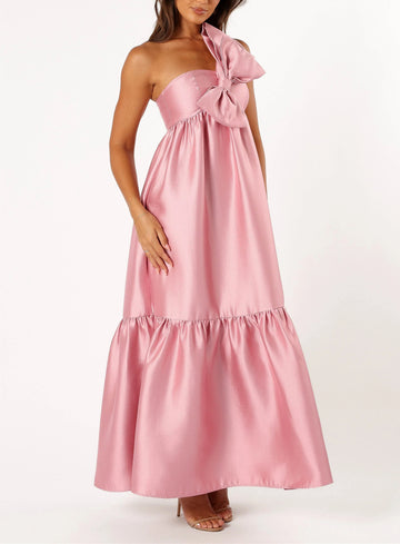 Women's One-Shoulder Bow Front Maxi Dress
