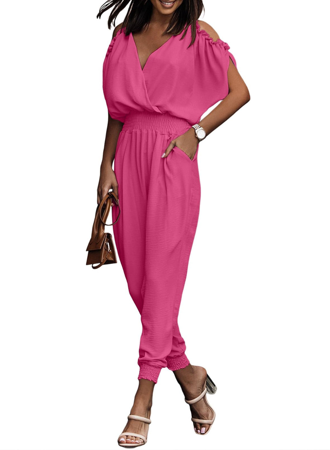 Women's Summer Off-the-shoulder V-neck Jumpsuit