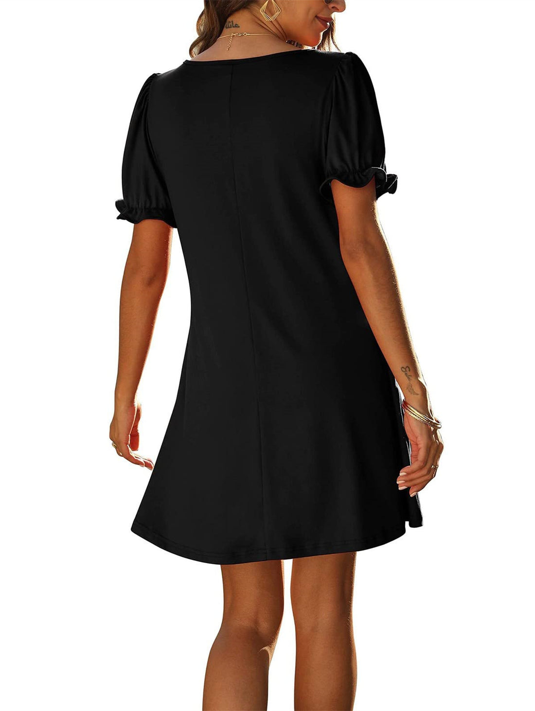 Women's Casual V-neck Short Sleeve Midi Dress