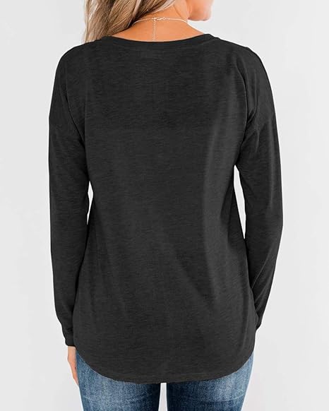 Women's Thermal Pullover Casual Loose Fit Henley Neck Tunics