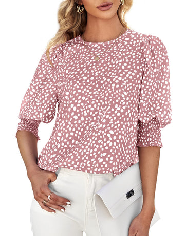 Women's Polka Dot Three-quarter Sleeve T-Shirt Top