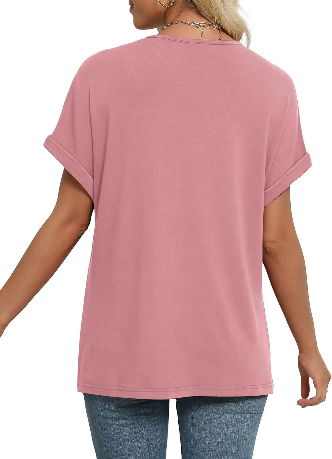 Women's Summer V Neck Short Sleeve Basic T Shirt