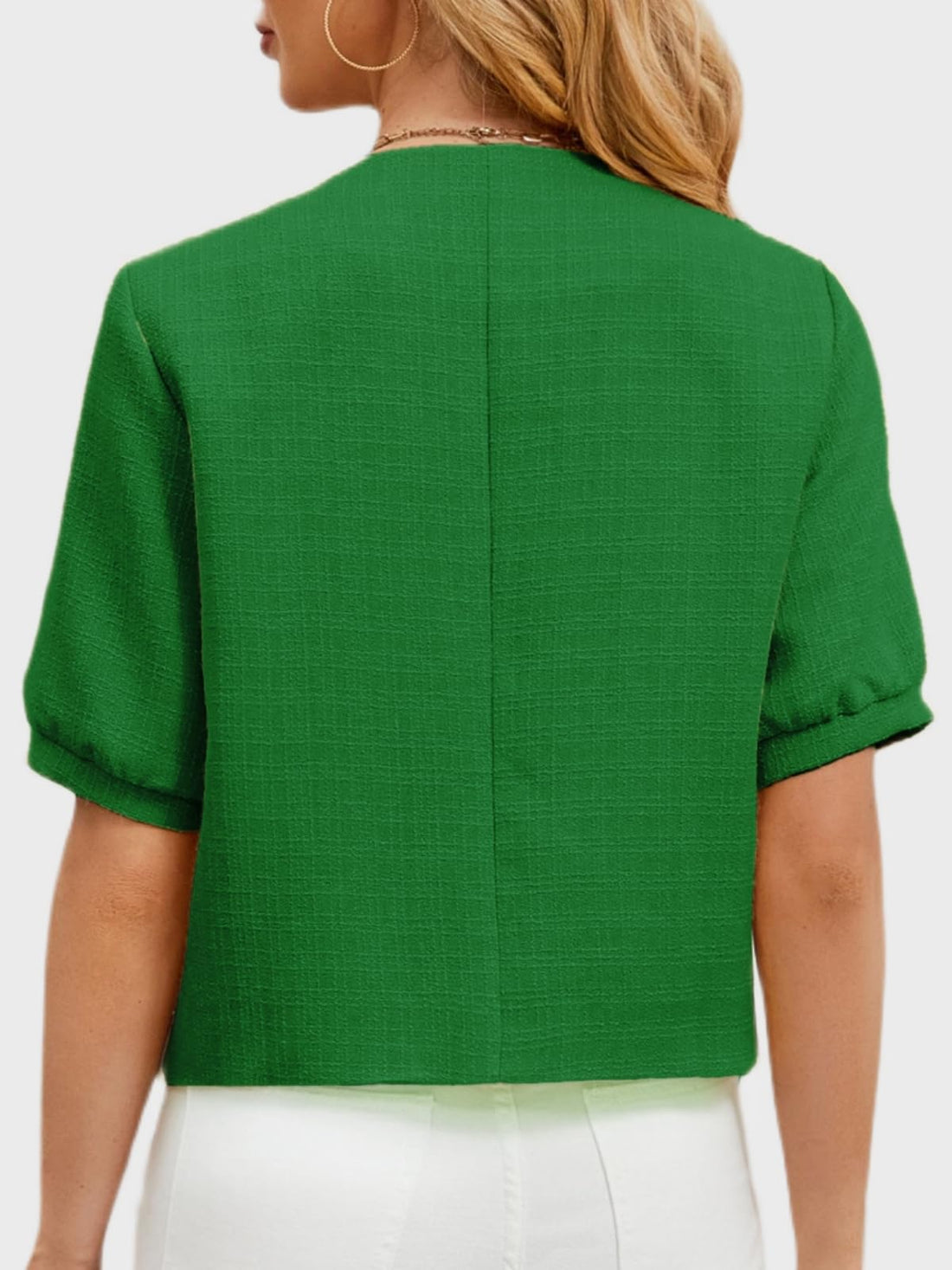 Women Cropped Jackets Summer Open Front Office Work Blazer Coat