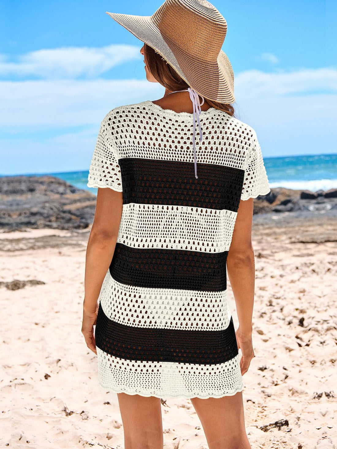 Crochet Bathing Suit Swimwear Mesh Knit Beach Dress