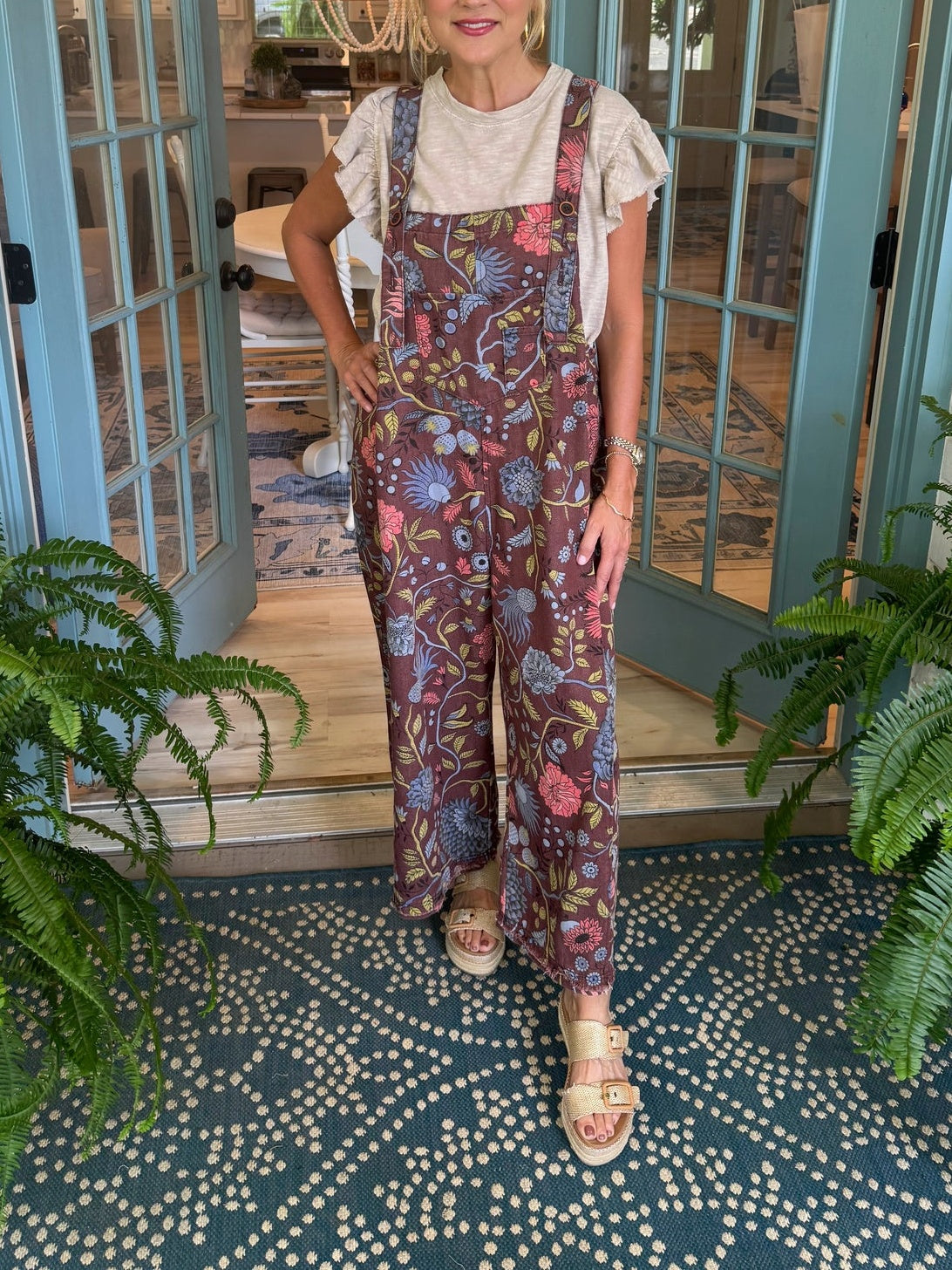 Women's Floral Vintage Wide Leg Overalls