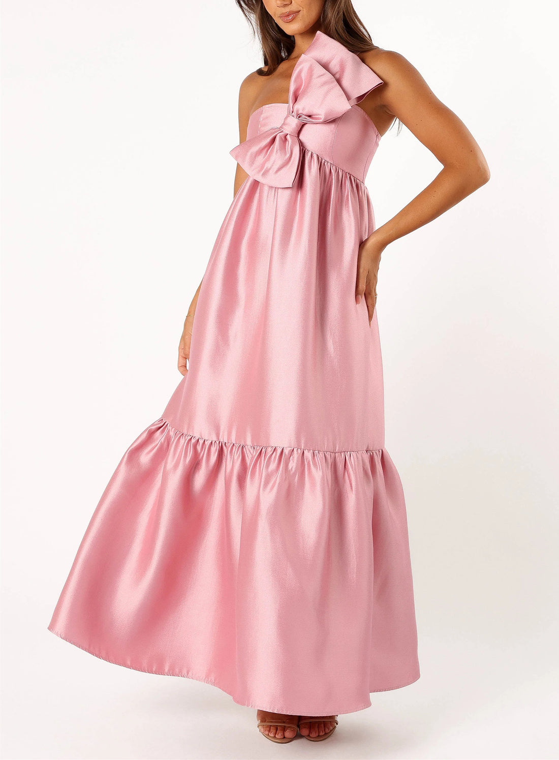 Women's One-Shoulder Bow Front Maxi Dress
