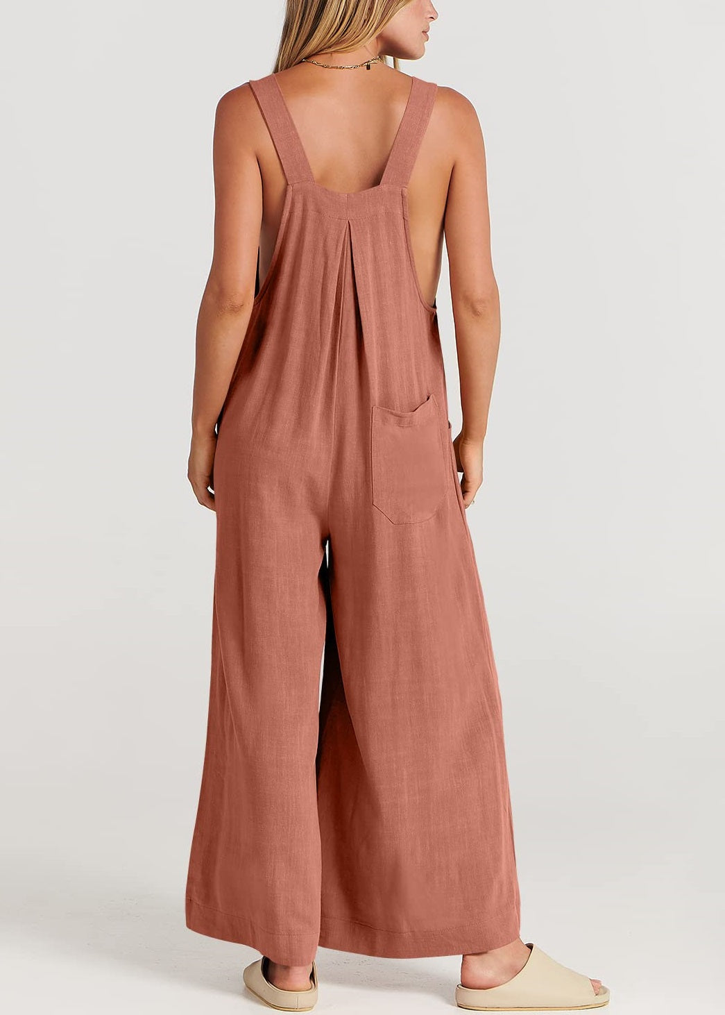 Women's Summer Bib Wide Leg Pants with Pockets