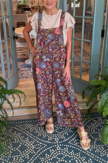 Women's Floral Vintage Wide Leg Overalls
