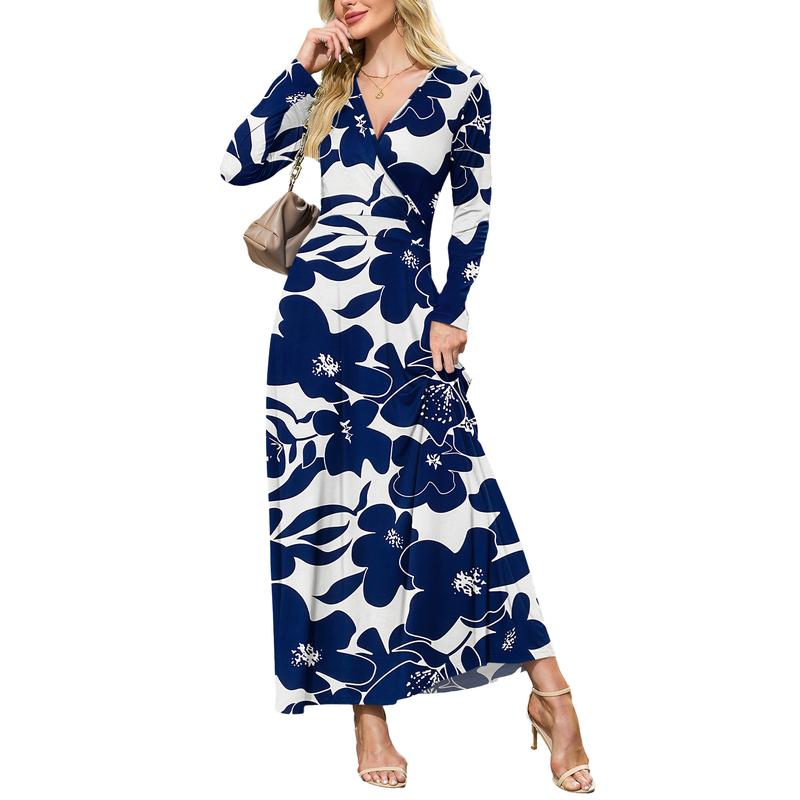 Long sleeve Ankle Length Floral Print Flowy Dress