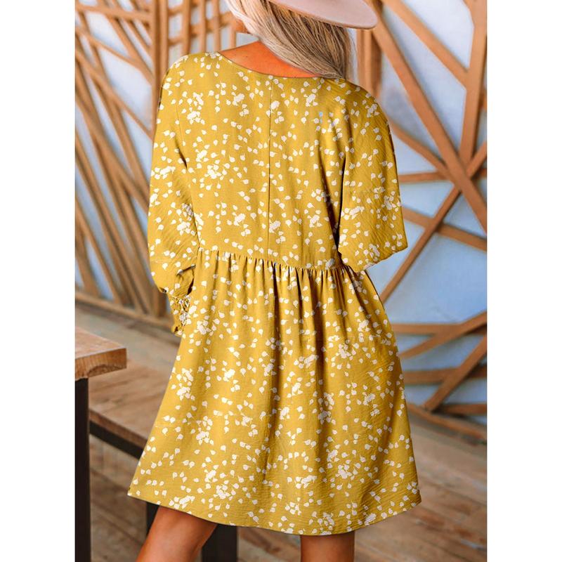 Women's Solid Color Lantern Sleeve High Split Dress