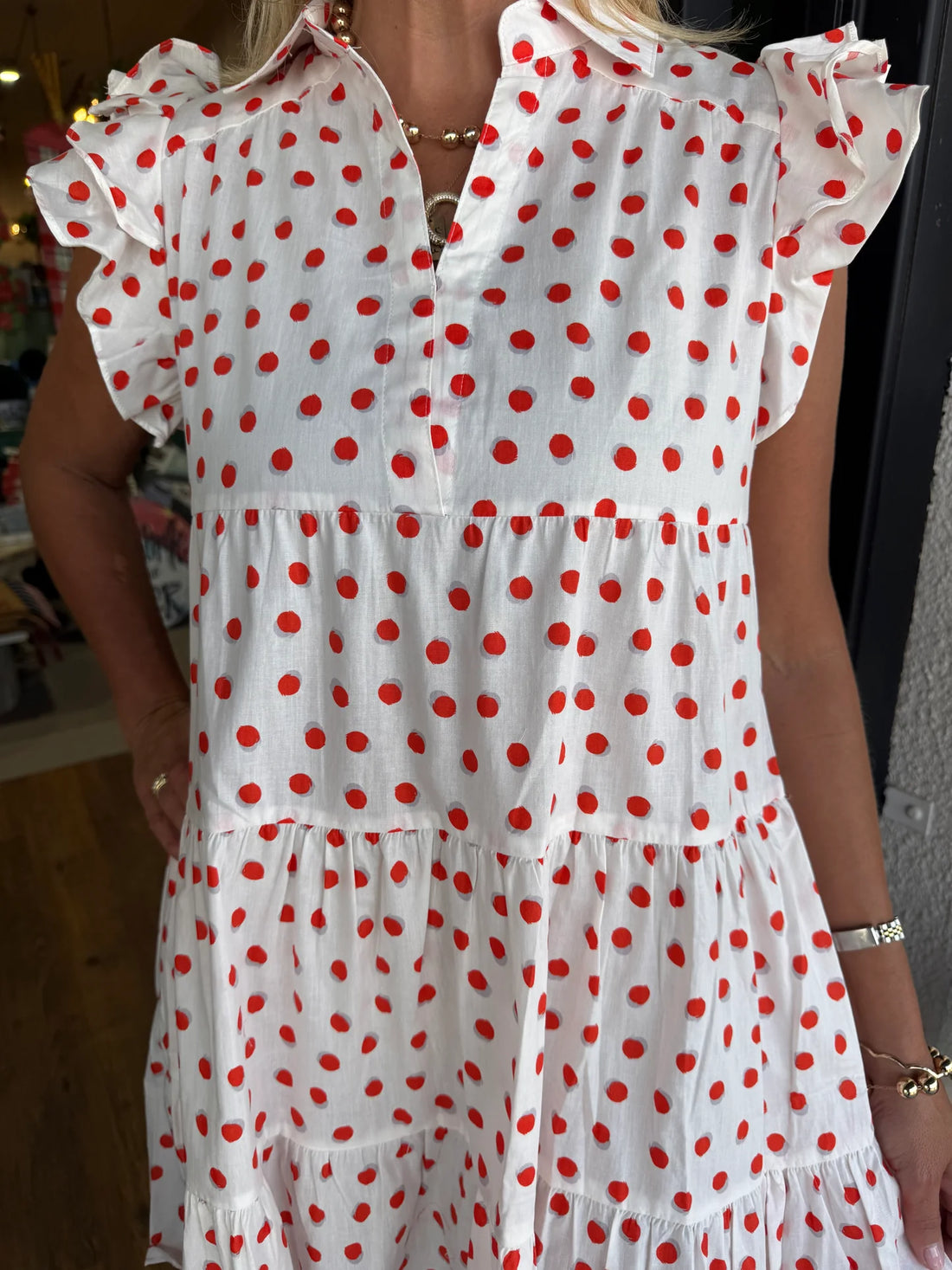 Women's Summer V-neck Polka Dot Mini Dress