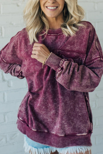 Autumn Styles French Terry Acid Wash Pullover