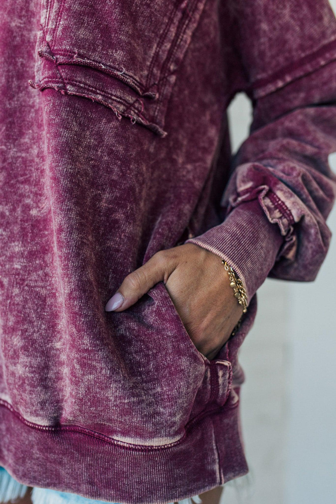 Autumn Styles French Terry Acid Wash Pullover