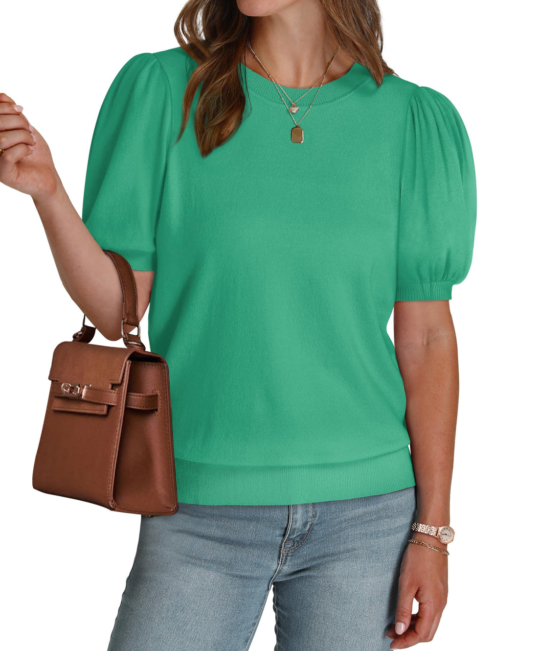 Women's Lightweight Puff Short Sleeve Sweater