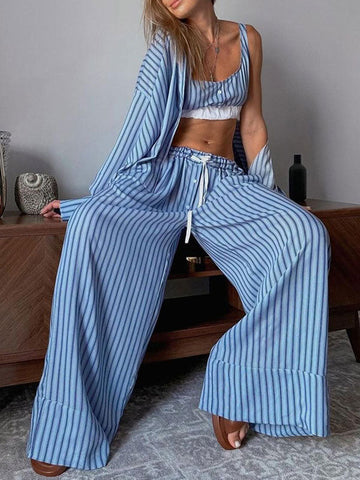Striped Three Pieces Pants Set
