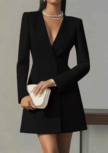 Women’s V-Neck Long Sleeve Wrap Waist Mini Dress