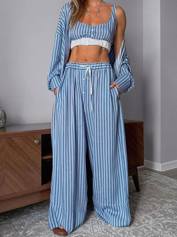 Striped Three Pieces Pants Set