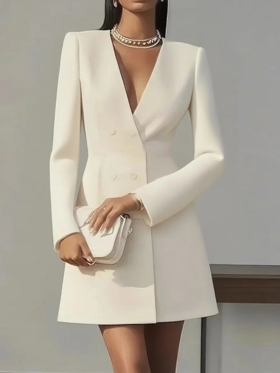 Women’s V-Neck Long Sleeve Wrap Waist Mini Dress