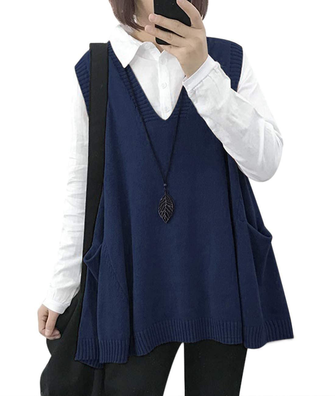 Women's Loose Swing Cute Oversized Knit Sweater Vest
