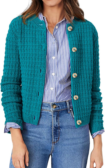 Women's Casual Long Sleeve Open Front Button Down Knit Cardigan Sweaters