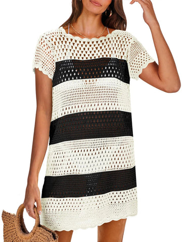 Women’s Crochet Bathing Suit Swimwear Mesh Knit Beach Dress