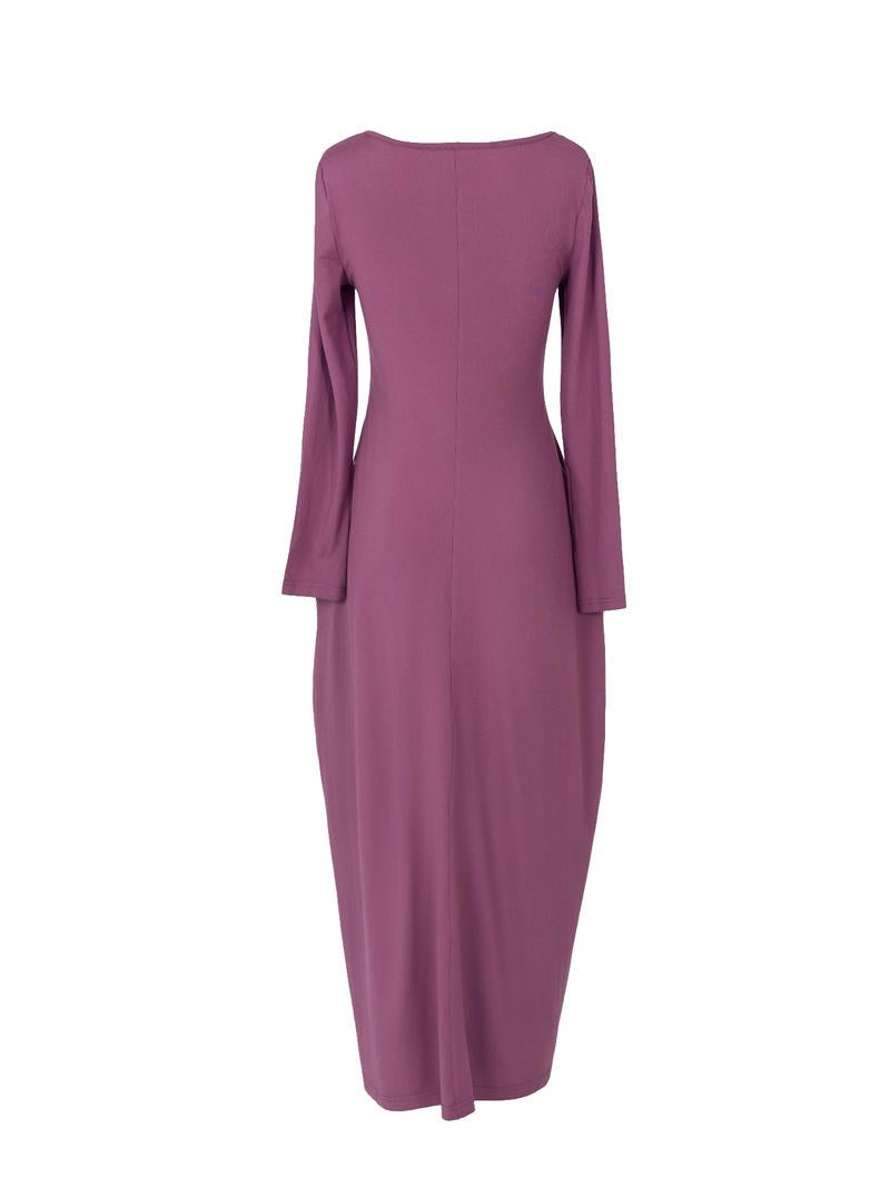 Long-Sleeve Pocket Lounge Maxi Dress