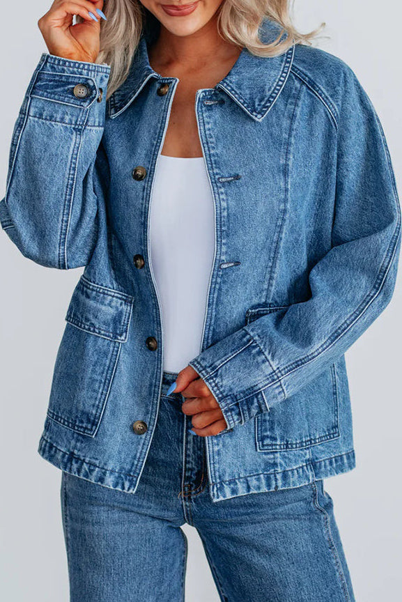 Stylish Single-breasted Casual Pocket Denim Jacket