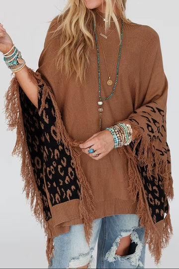 Fashionable Round Neck Tassel Loose Knitted Sweater