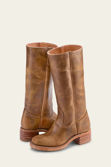 Classic Women’s Leather Boots with Block Heel – Durable Handcrafted Design for Timeless Style