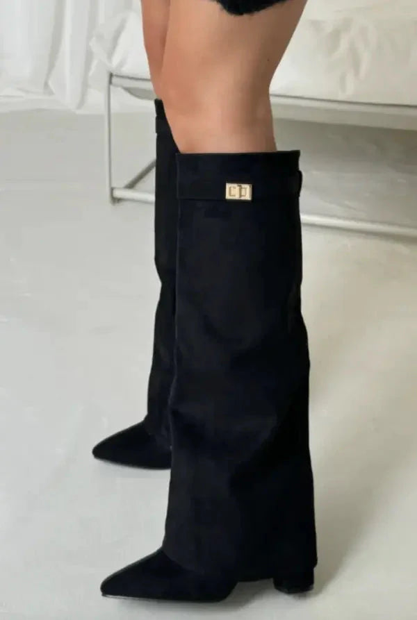 Women’s Knee High Boots – Elegant Black Leather Footwear for Style and Comfort