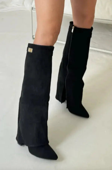 Women’s Knee High Boots – Elegant Black Leather Footwear for Style and Comfort