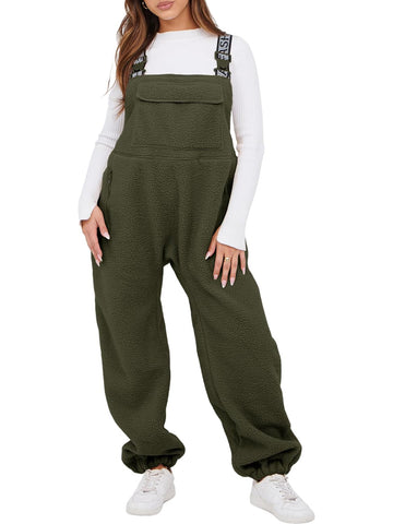 Women's Fleece Warm Winter Casual Loose Jumpsuits