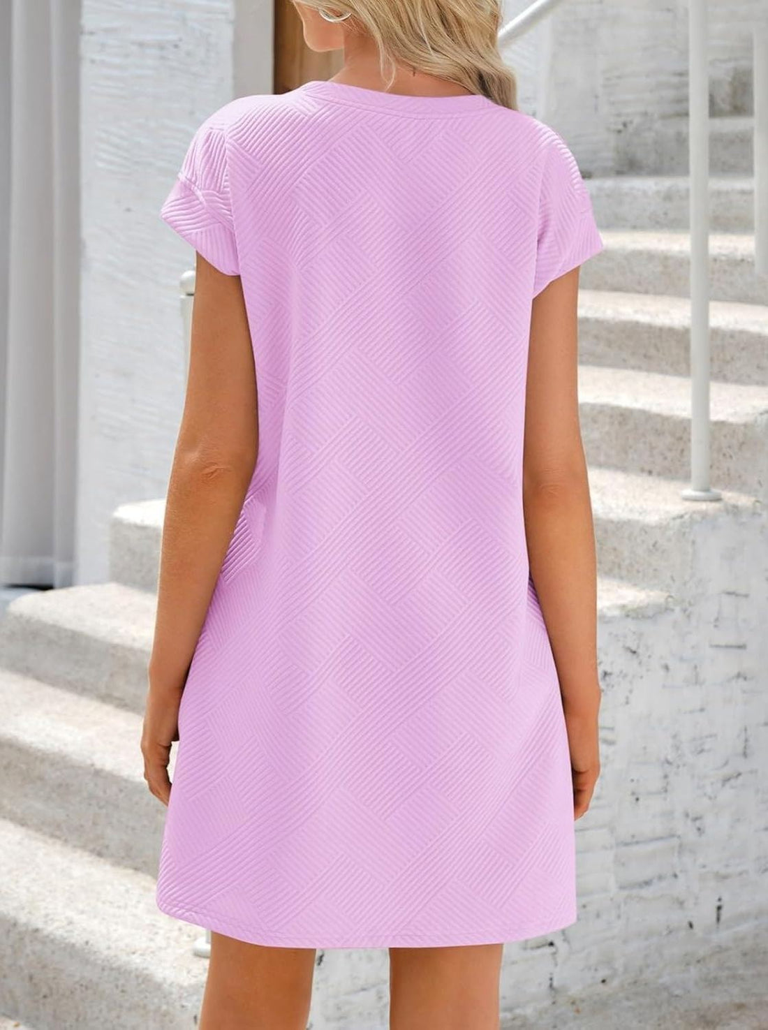 Women's Textured Sequin Cap Sleeve T-Shirt Dress with Pockets