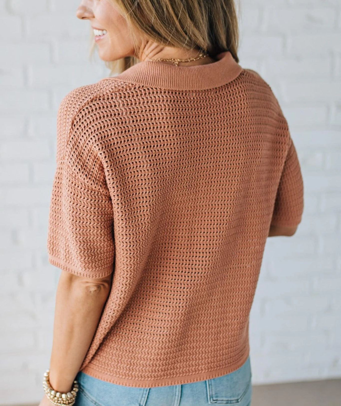 Women Polo Collared Button Crissy Crochet Top