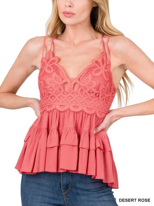 Women's Crochet Lace Peplum Top